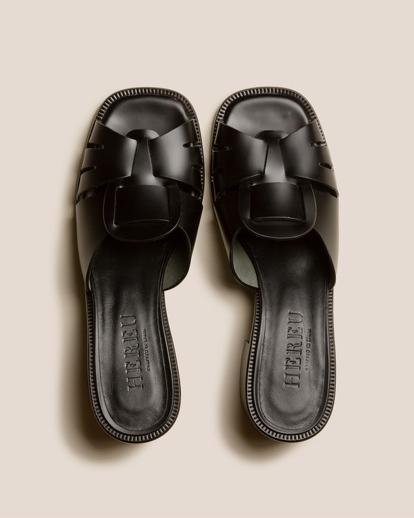 Hereu ANCORA SQUARED HEELED SLIDE Black
