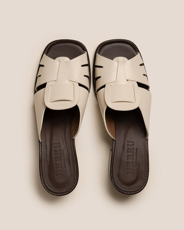 Hereu ANCORA SQUARED HEELED SLIDE Custard