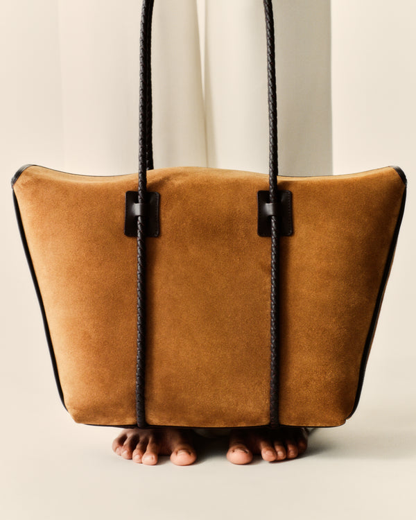 Hereu FORNA TOTE SUEDE Tan Dark Brown