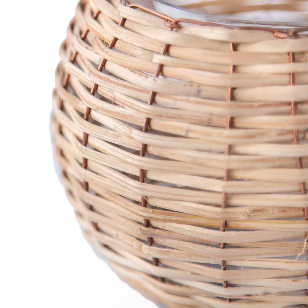 Heritage Lace Artisan Wood Bamboo & Glass Globe Votive