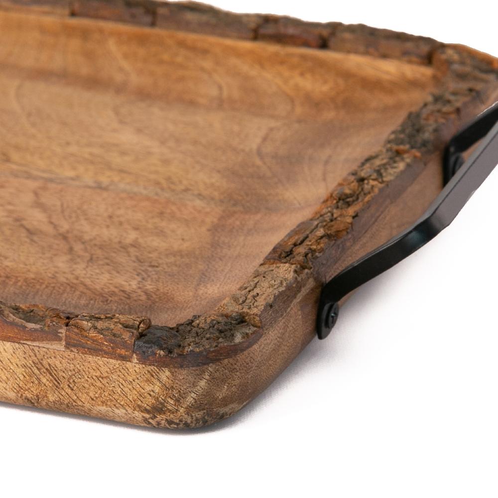 Heritage Lace Artisan Wood Bark Rectangle Handled Charcuterie Tray