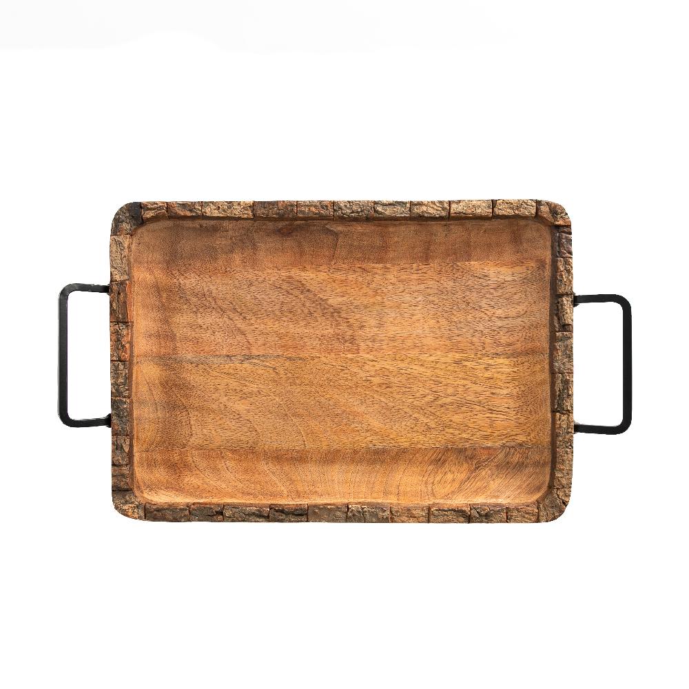 Heritage Lace Artisan Wood Bark Rectangle Handled Charcuterie Tray