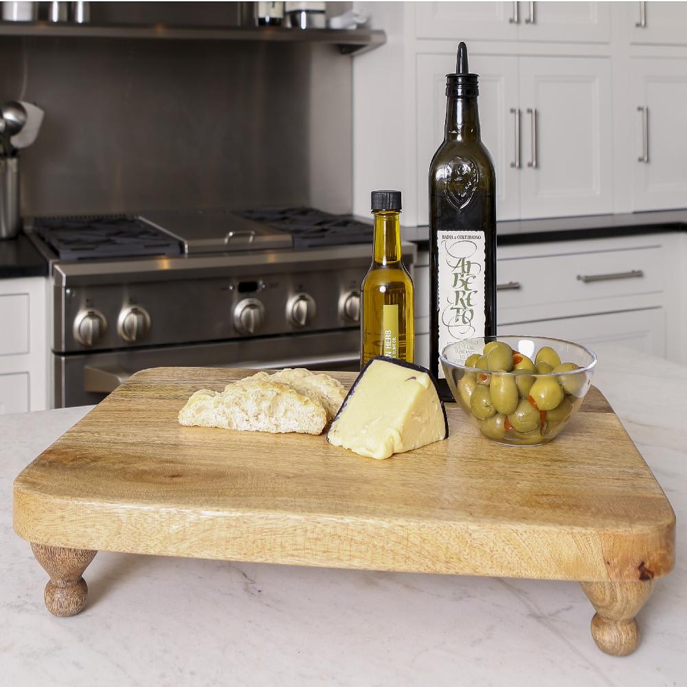heritage lace Artisan Wood Farmhouse Rectangle Footed Serving Board
