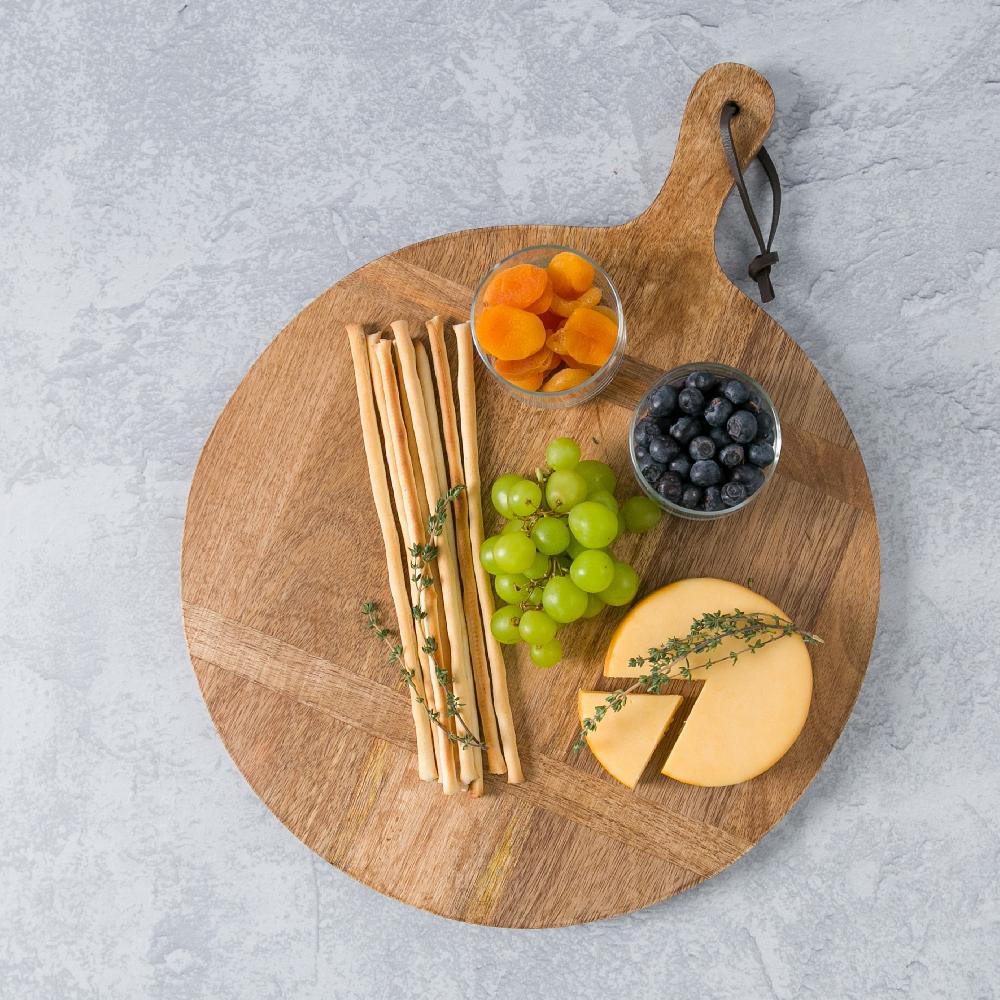 Heritage Lace Artisan Wood Farmhouse Round Charcuterie Serving Board