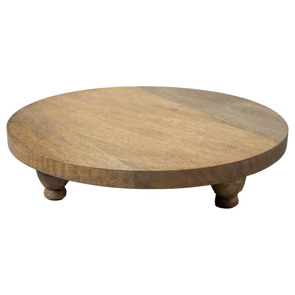 Heritage Lace Artisan Wood Farmhouse Round Footed Serving Board