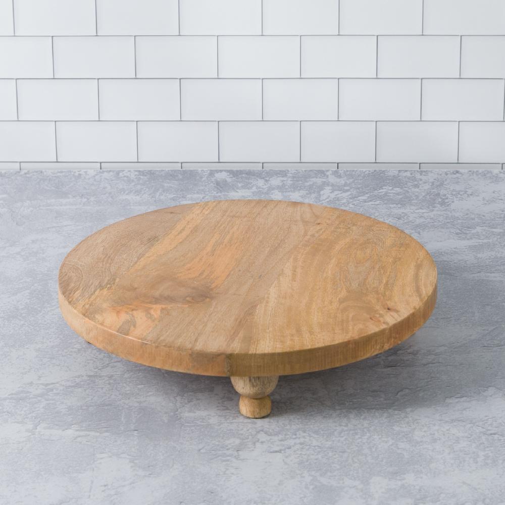 Heritage Lace Artisan Wood Farmhouse Round Footed Serving Board