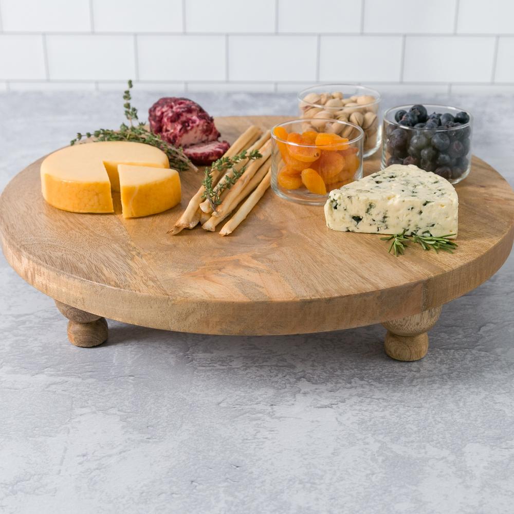 heritage lace Artisan Wood Farmhouse Round Footed Serving Board
