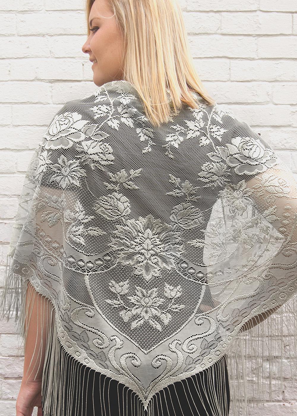 Heritage Lace Allure Rose 80x38 Shawl W/ Fringe