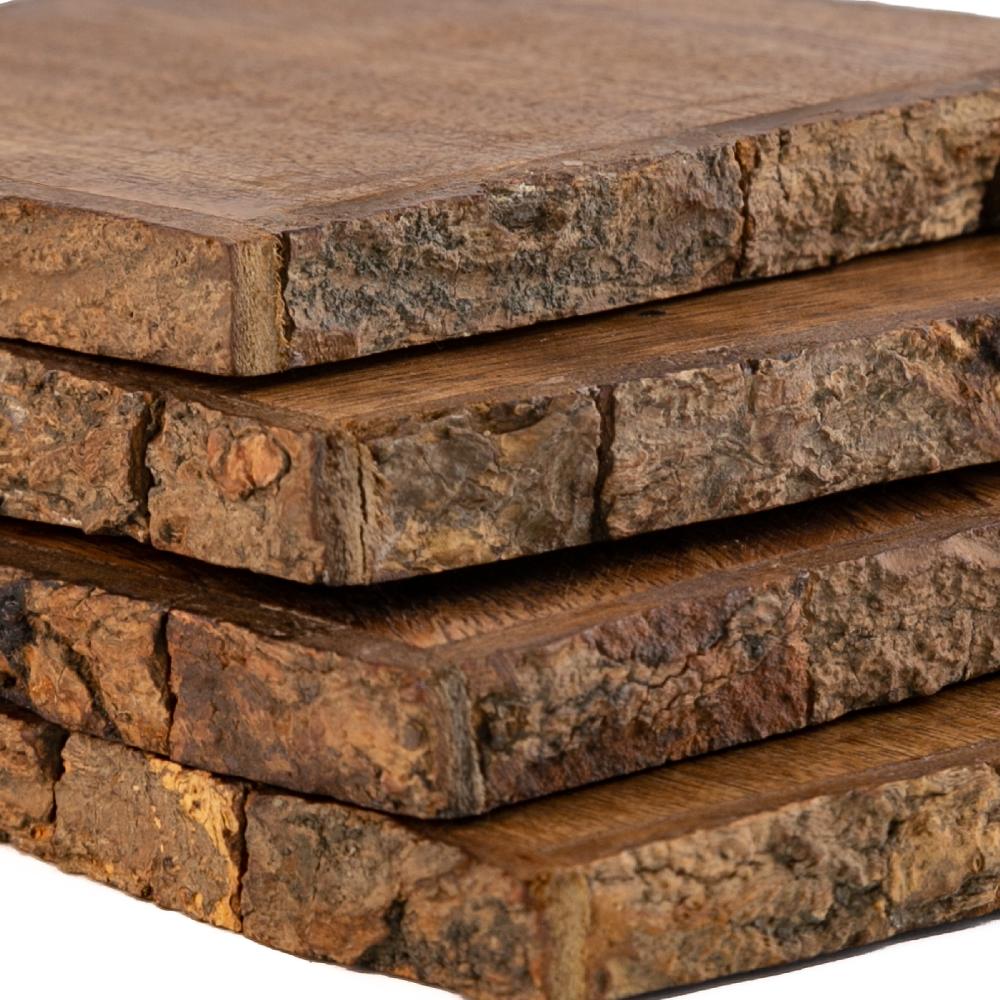 Heritage Lace Artisan Wood Bark Coaster Set/4