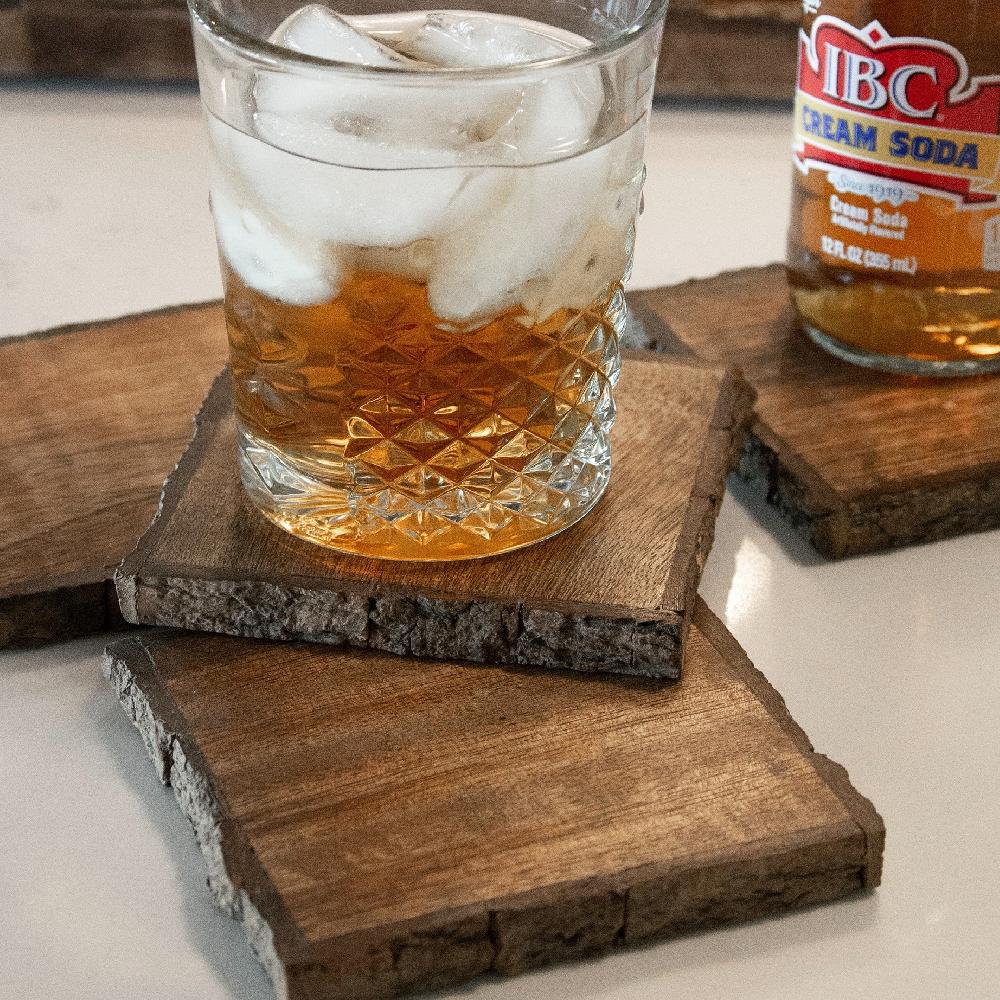 heritage lace Artisan Wood Bark Coaster Set/4