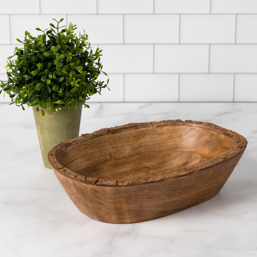 heritage lace Artisan Wood Bark Oval Bowl