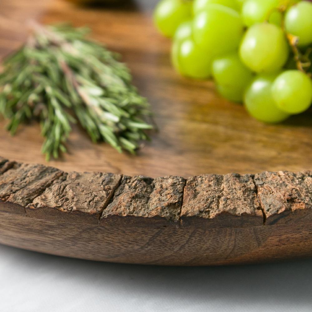 Heritage Lace Artisan Wood Bark Round Serving Tray
