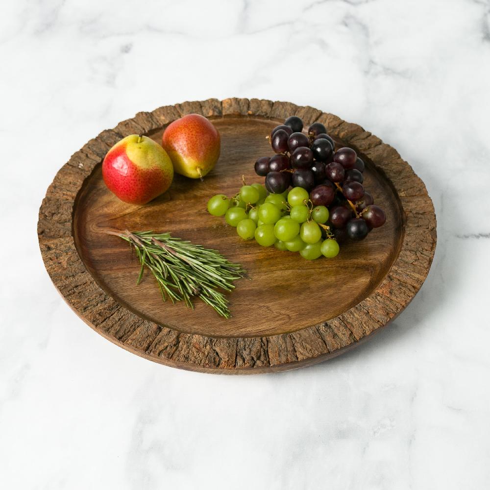 heritage lace Artisan Wood Bark Round Serving Tray