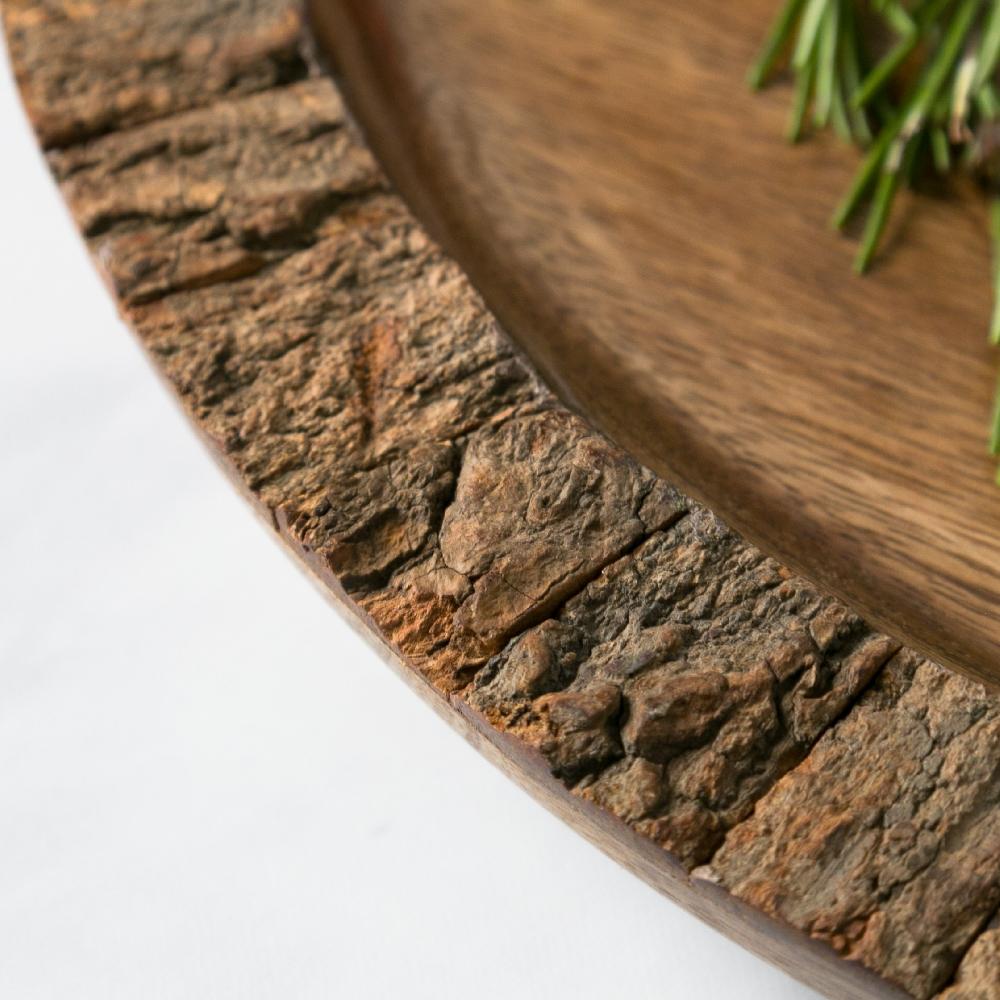 Heritage Lace Artisan Wood Bark Round Serving Tray