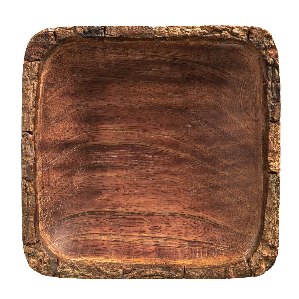Heritage Lace Artisan Wood Bark Square Bowl
