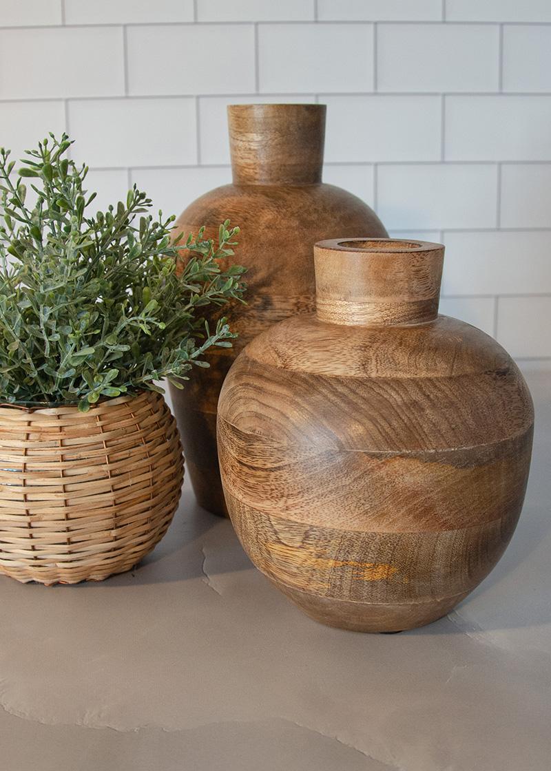 Heritage Lace Artisan Wood Decorative Vase