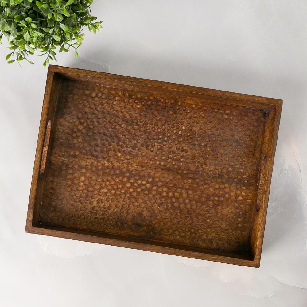 Heritage Lace Artisan Wood Hammered Rectangle Tray