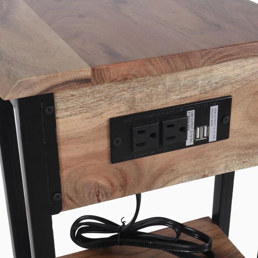 Heritage Lace Live Edge Natural Acacia And Iron End Table Set Of 2