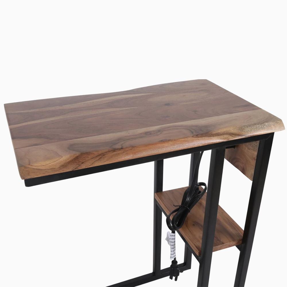 Heritage Lace Live Edge Natural Acacia And Iron End Table Set Of 2