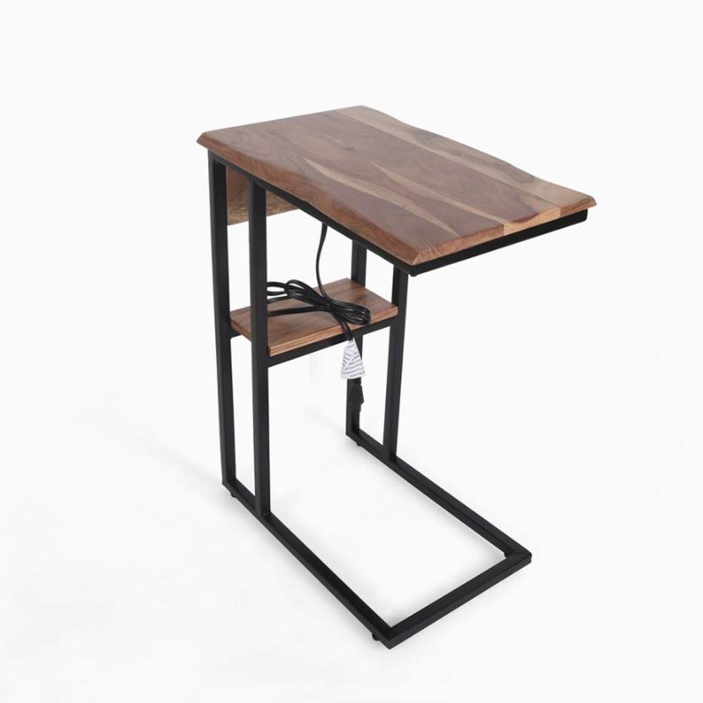 heritage lace Live Edge Natural Acacia and Iron End Table Set of 2