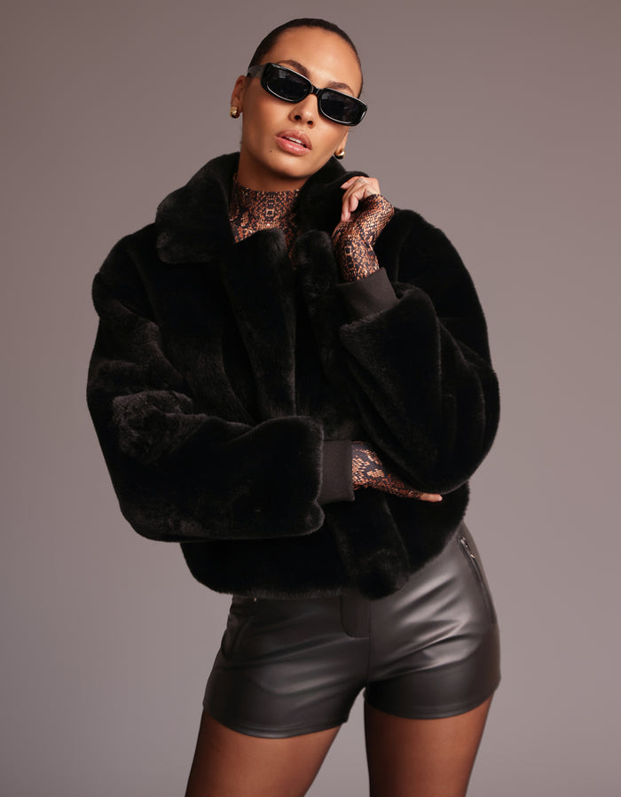 Heroine Sport Fur Blazer Jacket [BLACK FUR]