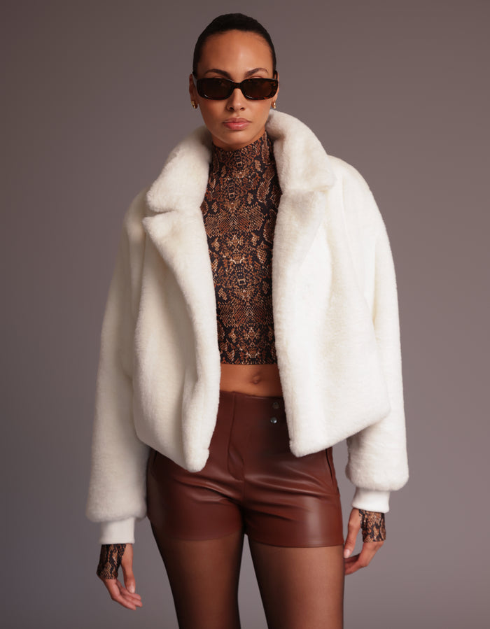 Heroine Sport Fur Blazer Jacket [IVORY]