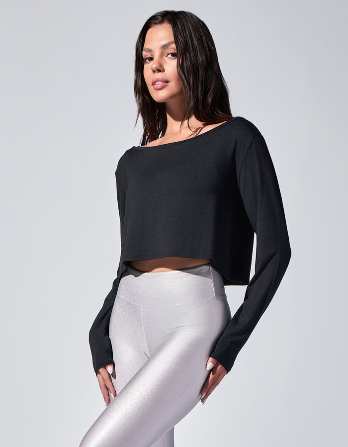 Heroine Sport L/S Boat Neck Top [BLACK]