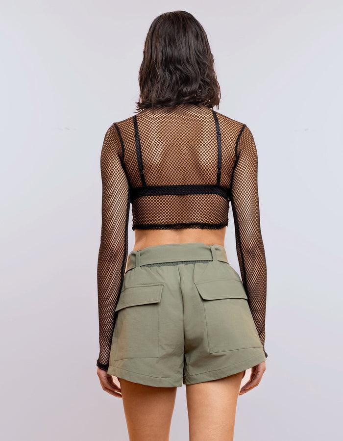 Heroine Sport L/S Mock Neck Top [Black Mesh]