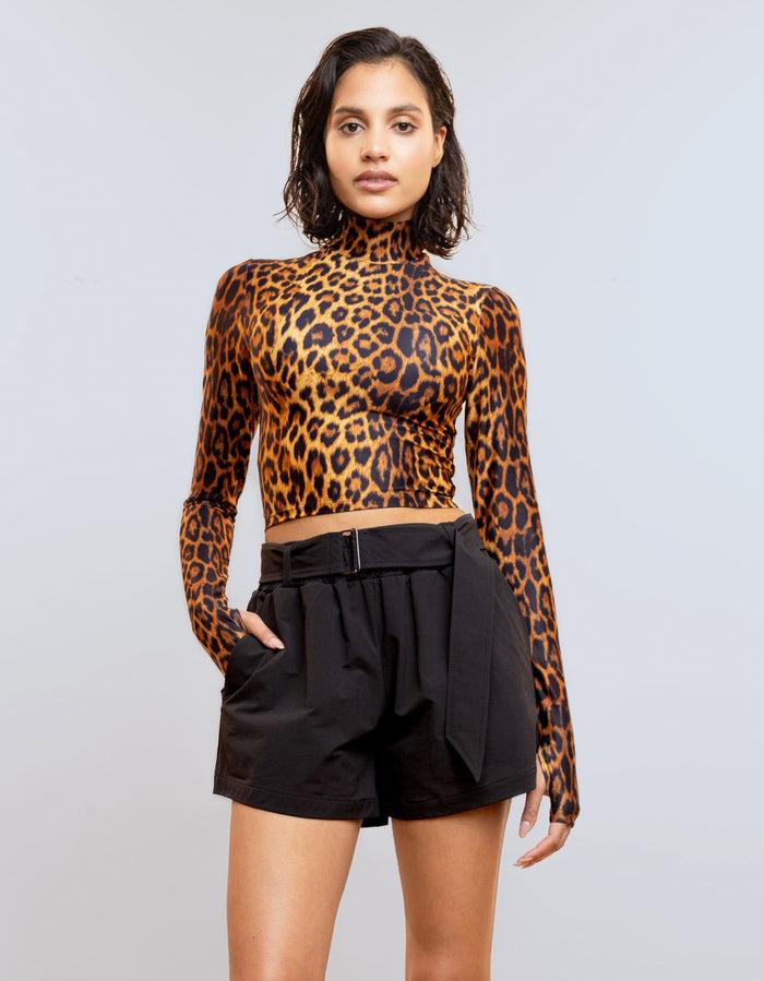 Heroine Sport L/S Mock Neck Top [Cheetah]