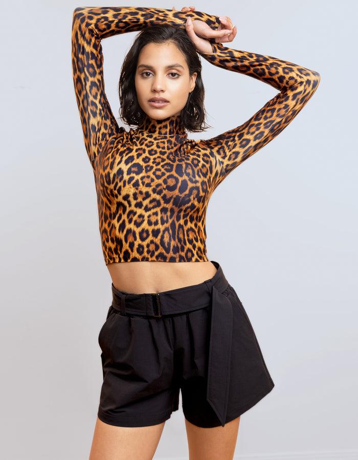 Heroine Sport L/S Mock Neck Top [Cheetah]