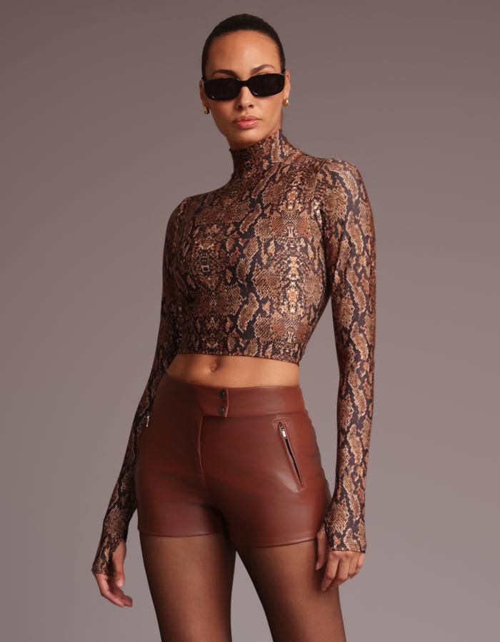 heroine sport L/S MOCK NECK TOP [Desert Python]