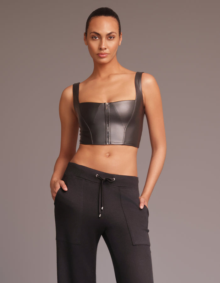 heroine sport LEATHER BUSTIER [BLACK]