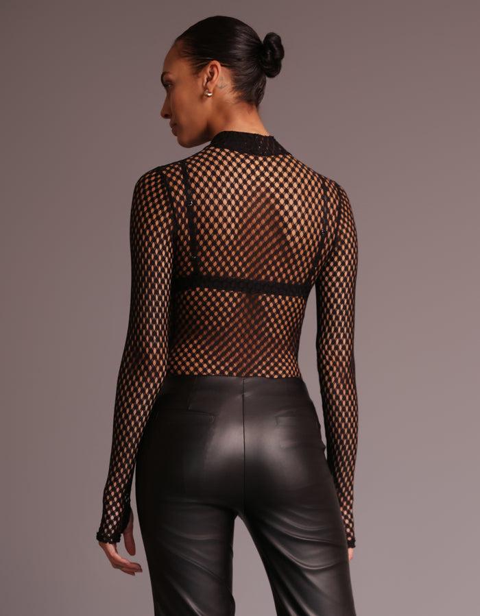 Heroine Sport MOCK NECK MESH BODYSUIT [BLACK]
