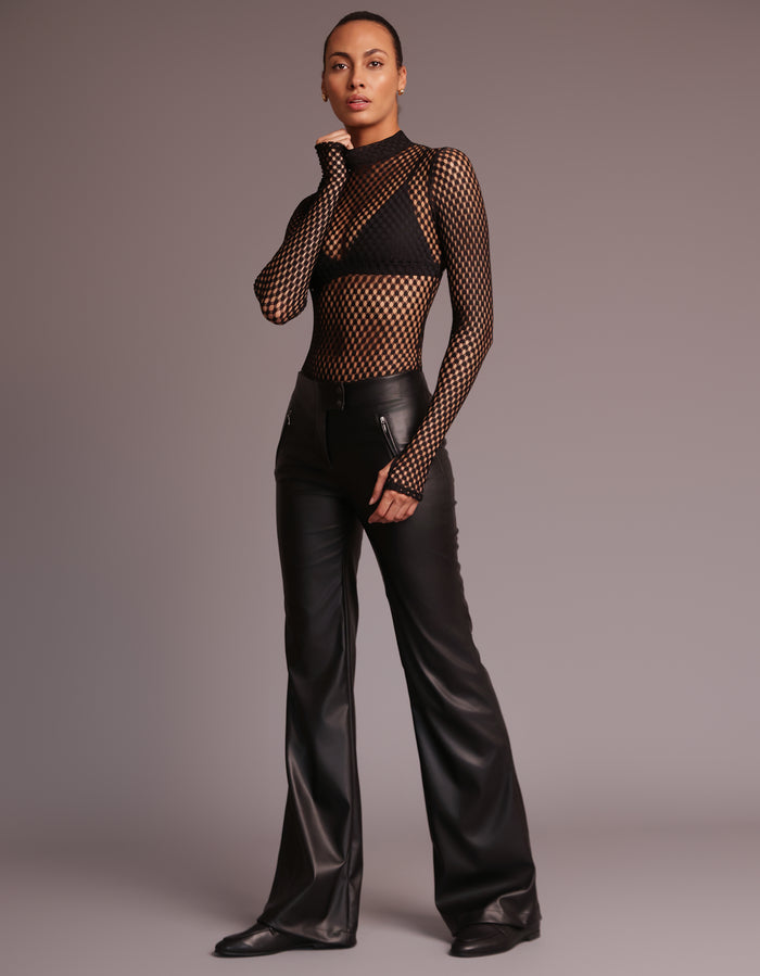 Heroine Sport MOCK NECK MESH BODYSUIT [BLACK]