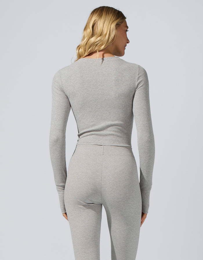 Heroine Sport Rib Crop Top [Heather Grey]