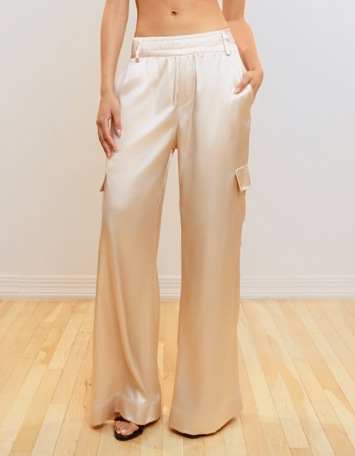 Heroine Sport Satin Cargo Pants [Champagne]