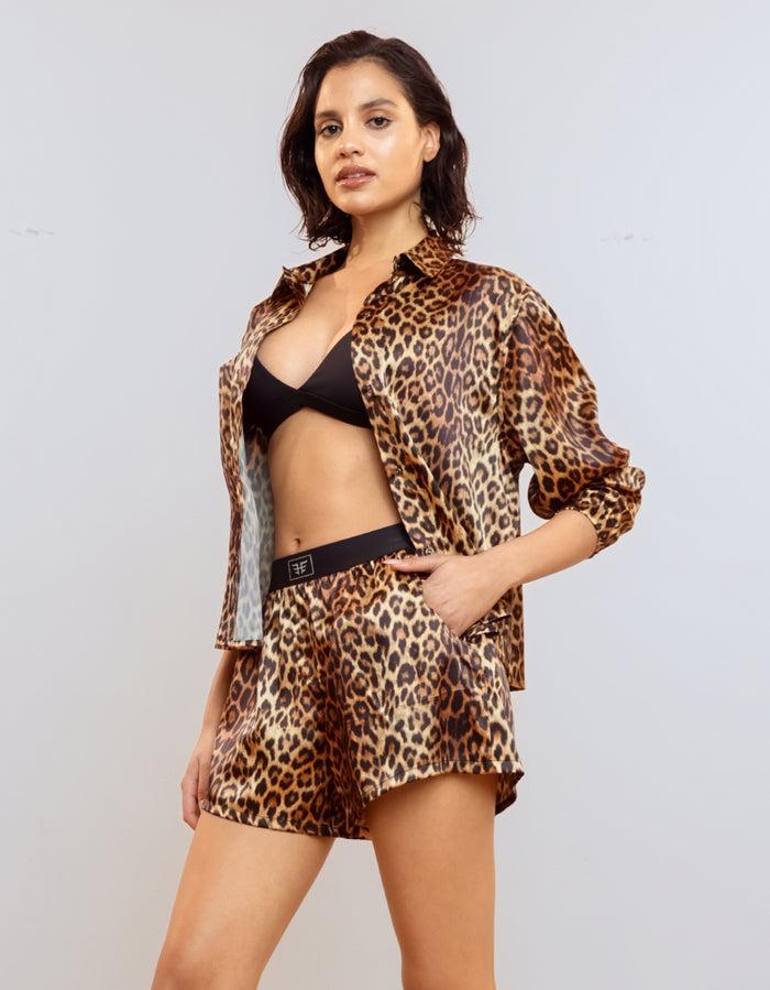 Heroine Sport Satin Shirt [Cheetah]