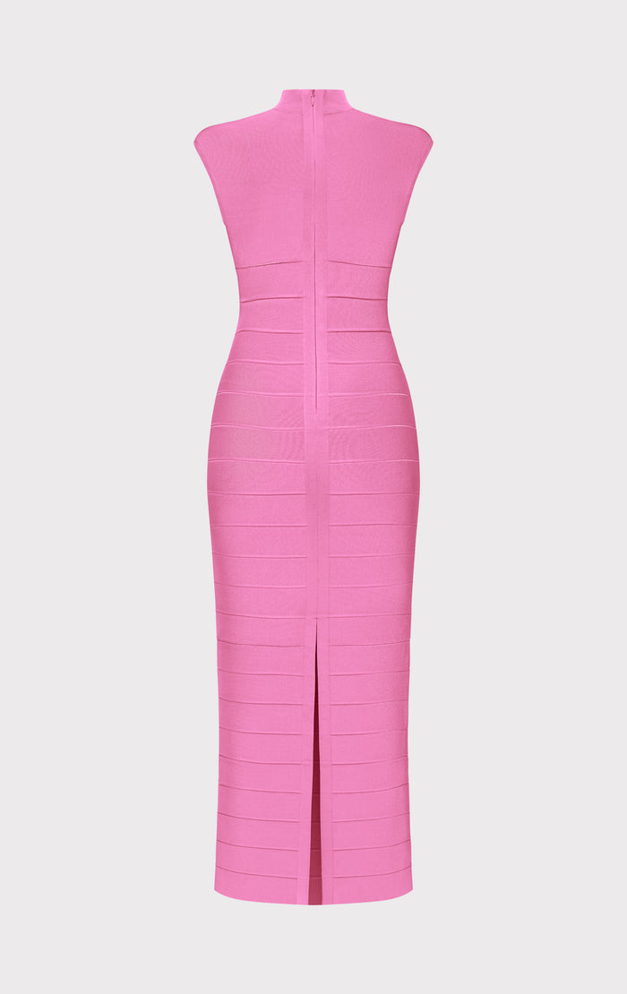 Hérve Léger CAP SLEEVE CUT-OUT GOWN CARNATION