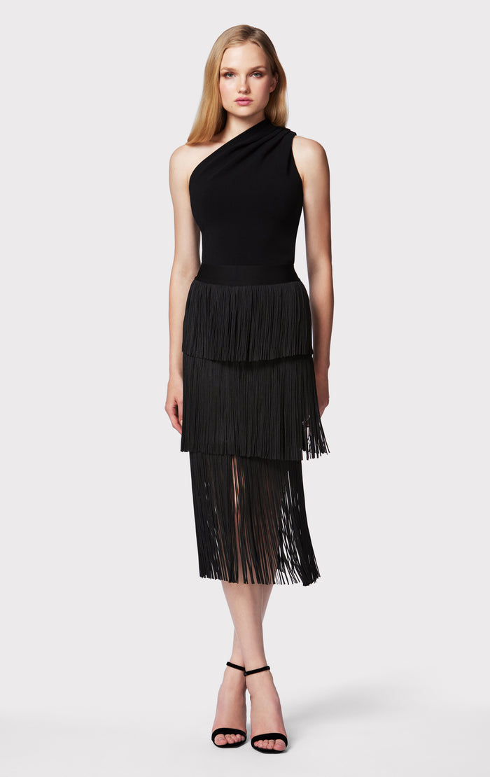 hérve léger FRINGE SKIRT BLACK