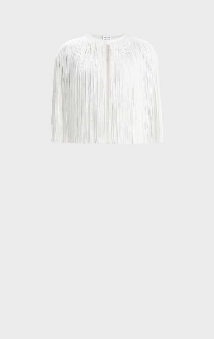 Hérve Léger ICON FRINGE CAPE ALABASTER