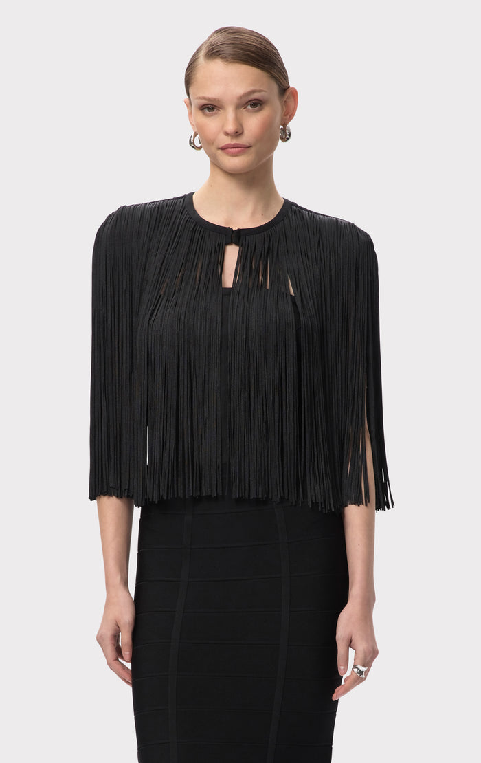 hérve léger ICON FRINGE CAPE BLACK