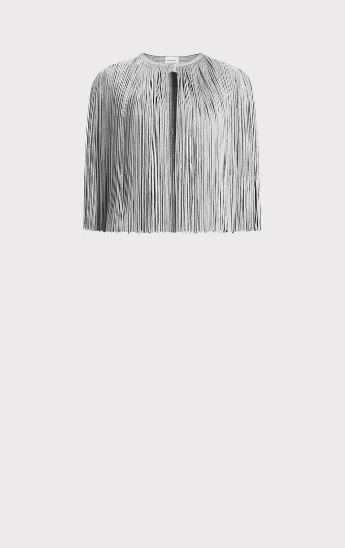 Hérve Léger ICON METALLIC FRINGE CAPE MET SILVER