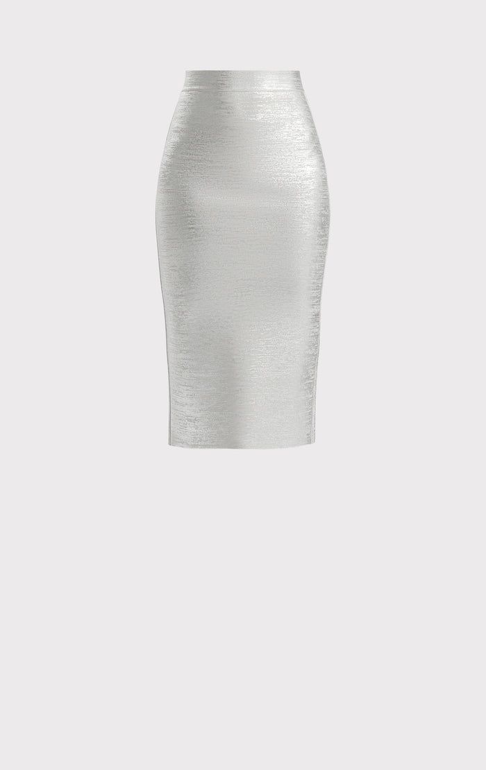 Hérve Léger THE ELENA SKIRT SILVER FOIL