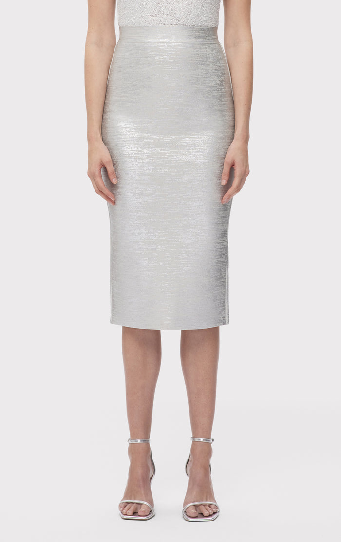 Hérve Léger THE ELENA SKIRT SILVER FOIL