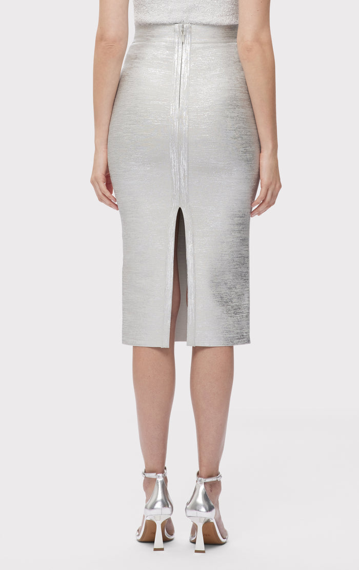 Hérve Léger THE ELENA SKIRT SILVER FOIL