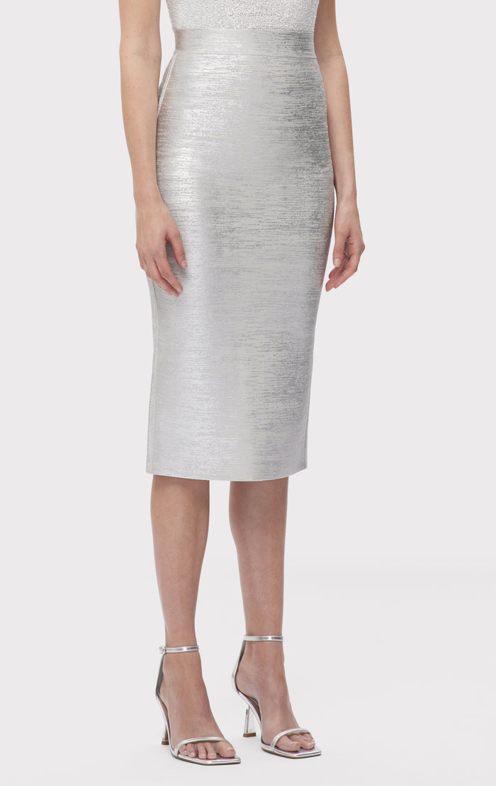 hérve léger THE ELENA SKIRT SILVER FOIL