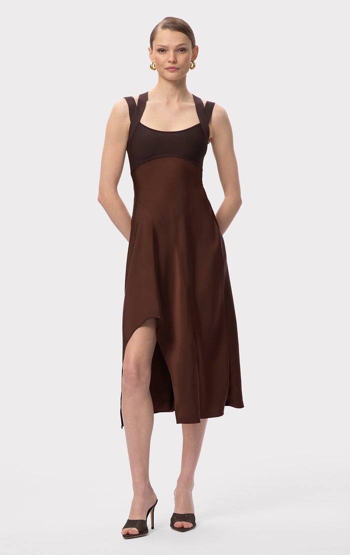 hérve léger THE ELODIE DRESS WALNUT