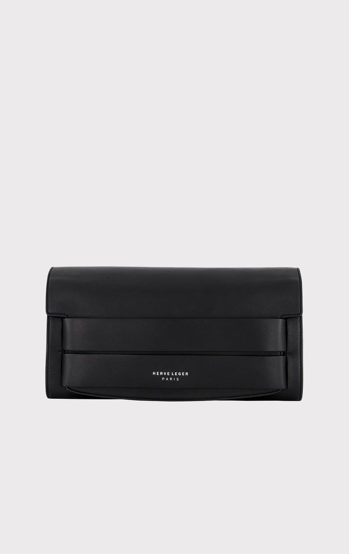 Hérve Léger THE ETTA CLUTCH BLACK SILVER