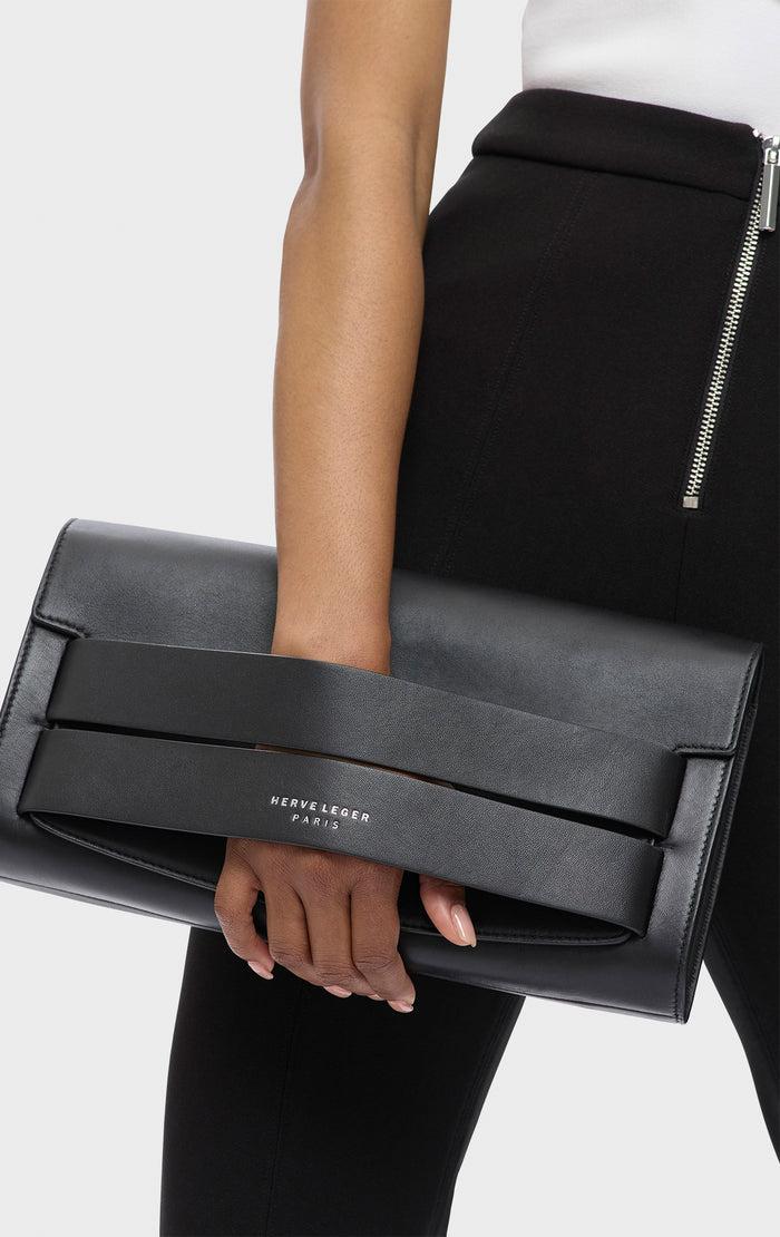 hérve léger THE ETTA CLUTCH BLACK SILVER