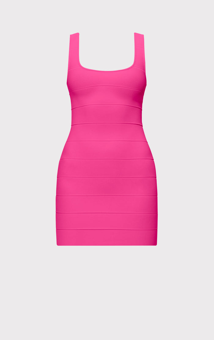 Hérve Léger THE GABRIELLA DRESS HOT PINK